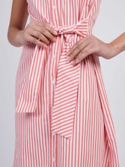 U.S. Polo Assn Pink Womens Stripe Tie Waist Shirt Dress - Image 5 of 10