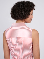 U.S. Polo Assn Pink Womens Stripe Tie Waist Shirt Dress - Image 6 of 10