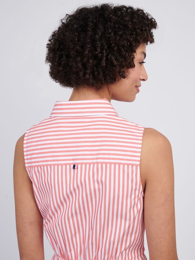 U.S. Polo Assn Pink Womens Stripe Tie Waist Shirt Dress - Image 6 of 10