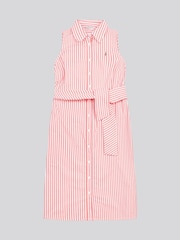 U.S. Polo Assn Pink Womens Stripe Tie Waist Shirt Dress - Image 7 of 10