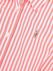 U.S. Polo Assn Pink Womens Stripe Tie Waist Shirt Dress - Image 9 of 10