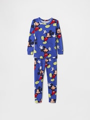 Gap Blue Mickey Mouse Disney Brushed Cotton Long Pyjamas (6mths-5yrs) - Image 1 of 2