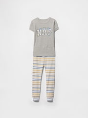 Gap Grey Short Sleeve Striped Pyjamas (6mths-5yrs) - Image 1 of 3
