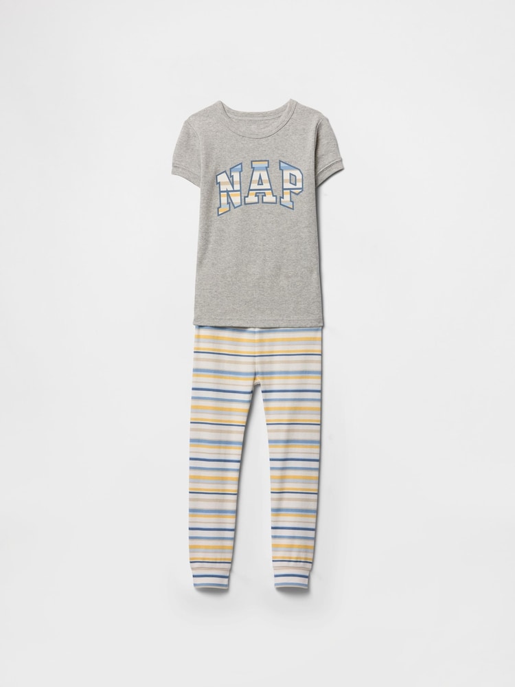 Gap Grey Short Sleeve Striped Pyjamas (6mths-5yrs) - Image 1 of 3
