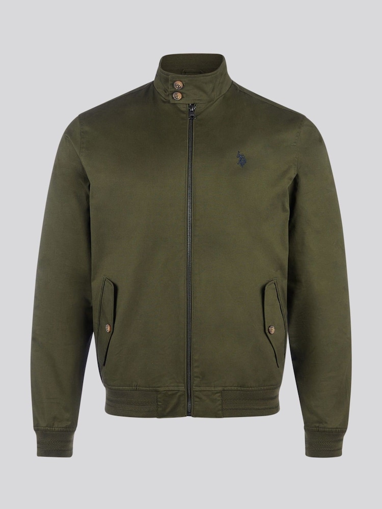 U.S. Polo Assn Green Mens Twill Harrington 100% Cotton Jacket - Image 7 of 11