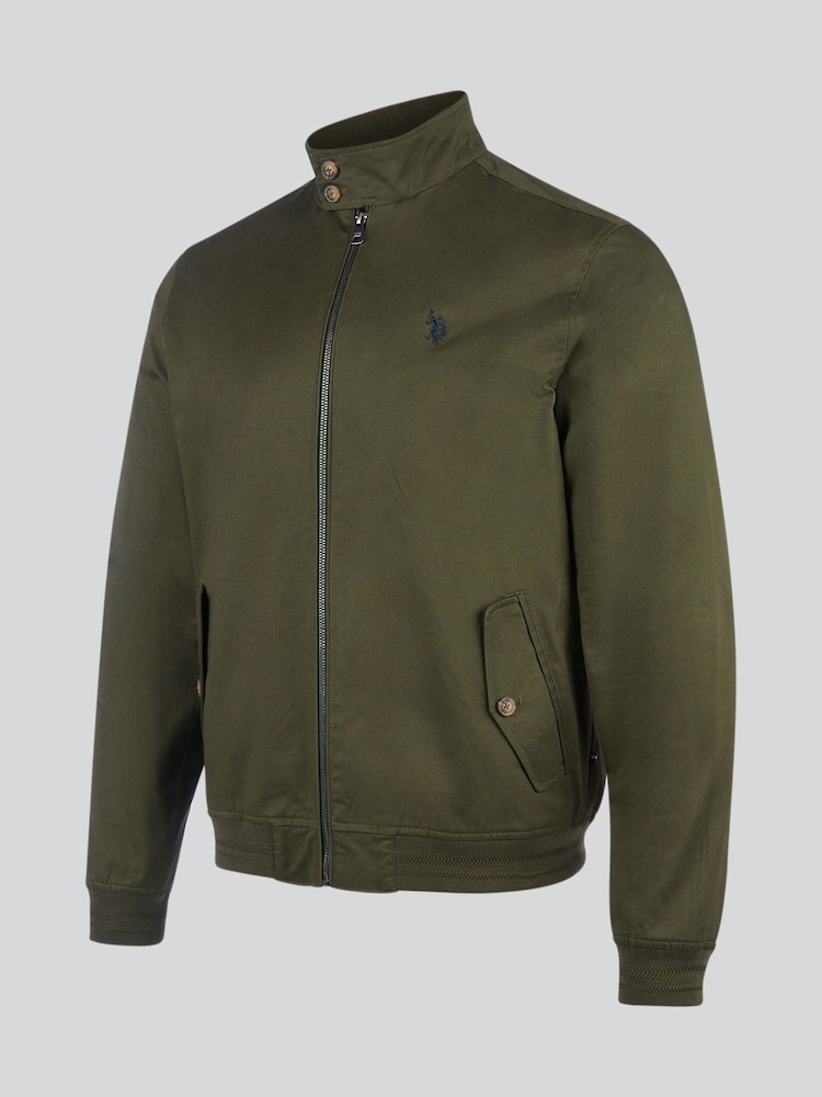 U.S. Polo Assn Green Mens Twill Harrington 100% Cotton Jacket - Image 8 of 11