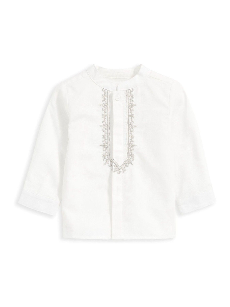 Mamas & Papas Eid Embroidered Long Sleeve 100% Cotton White Shirt - Image 2 of 3