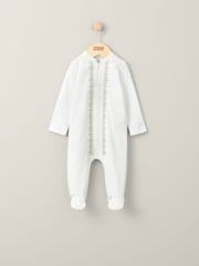 Mamas & Papas Boys Eid Embroidered 100% Cotton White Sleepsuit - Image 1 of 3