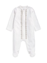Mamas & Papas Boys Eid Embroidered 100% Cotton White Sleepsuit - Image 2 of 3