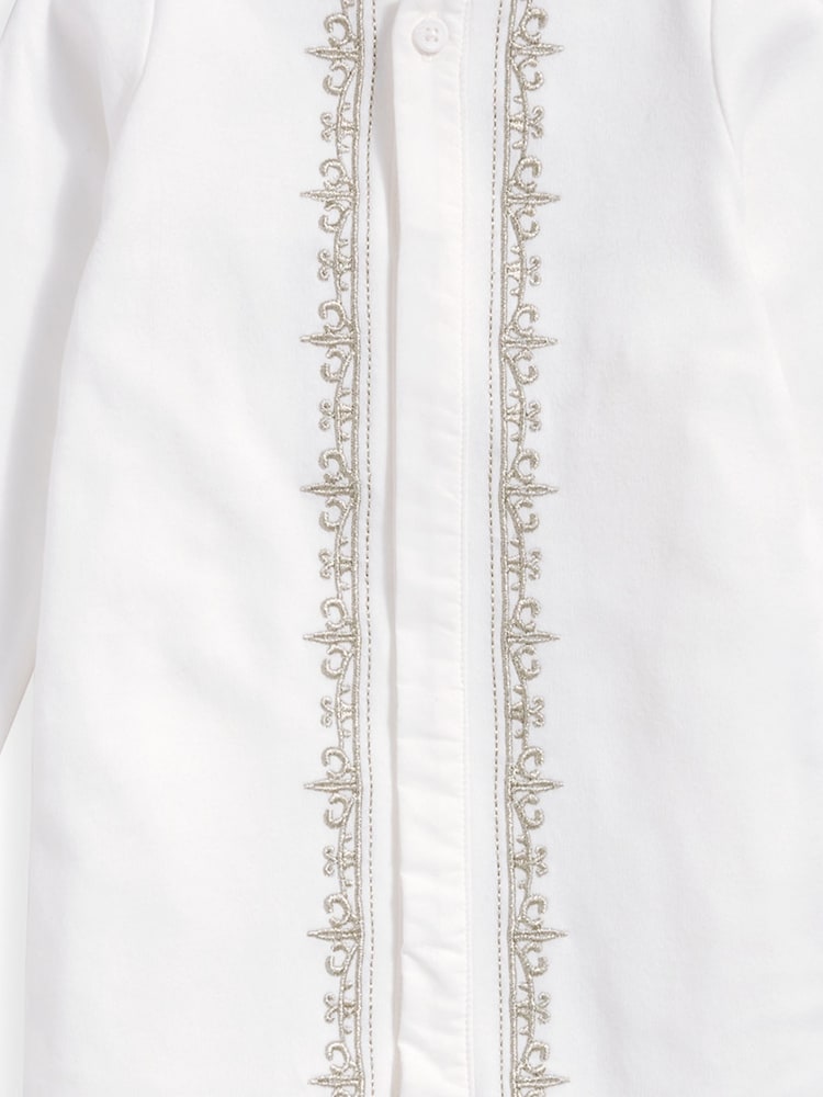 Mamas & Papas Boys Eid Embroidered 100% Cotton White Sleepsuit - Image 3 of 3