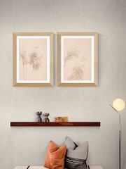 East End Prints Set of 2 Oak Pampas Grass Framed Art Print - Image 1 of 2