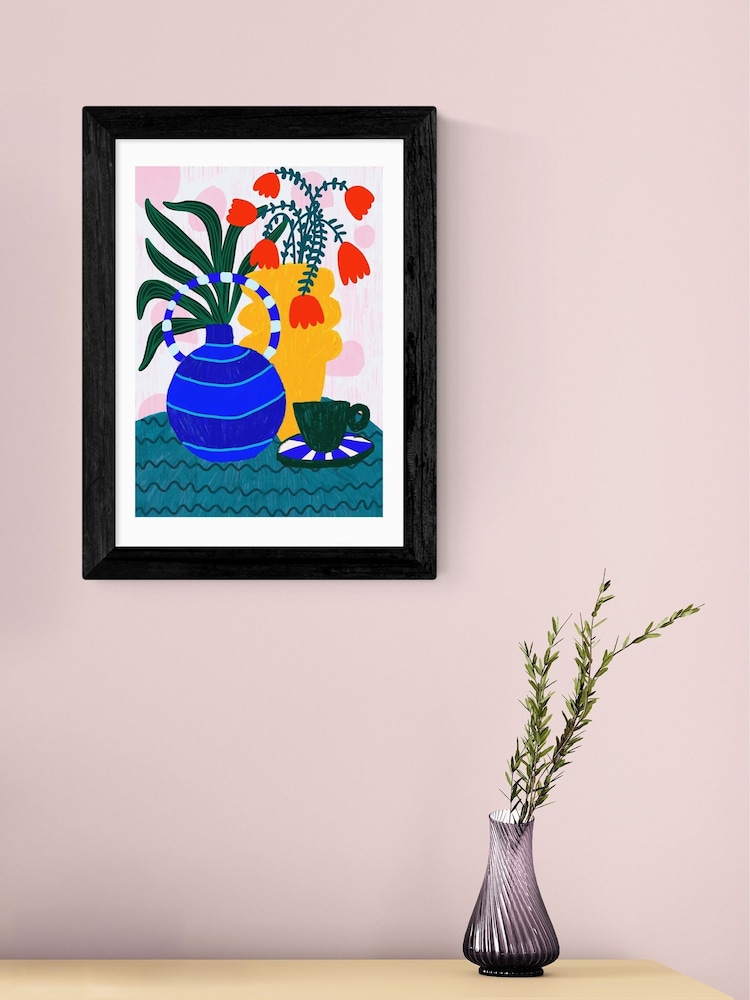 East End Prints Black Tulips and Coffee Framed Art Print - Image 1 of 5
