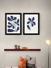 East End Prints Set of 2 Black Navy Floral Framed Art Print - Image 1 of 2