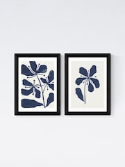 East End Prints Set of 2 Black Navy Floral Framed Art Print - Image 2 of 2