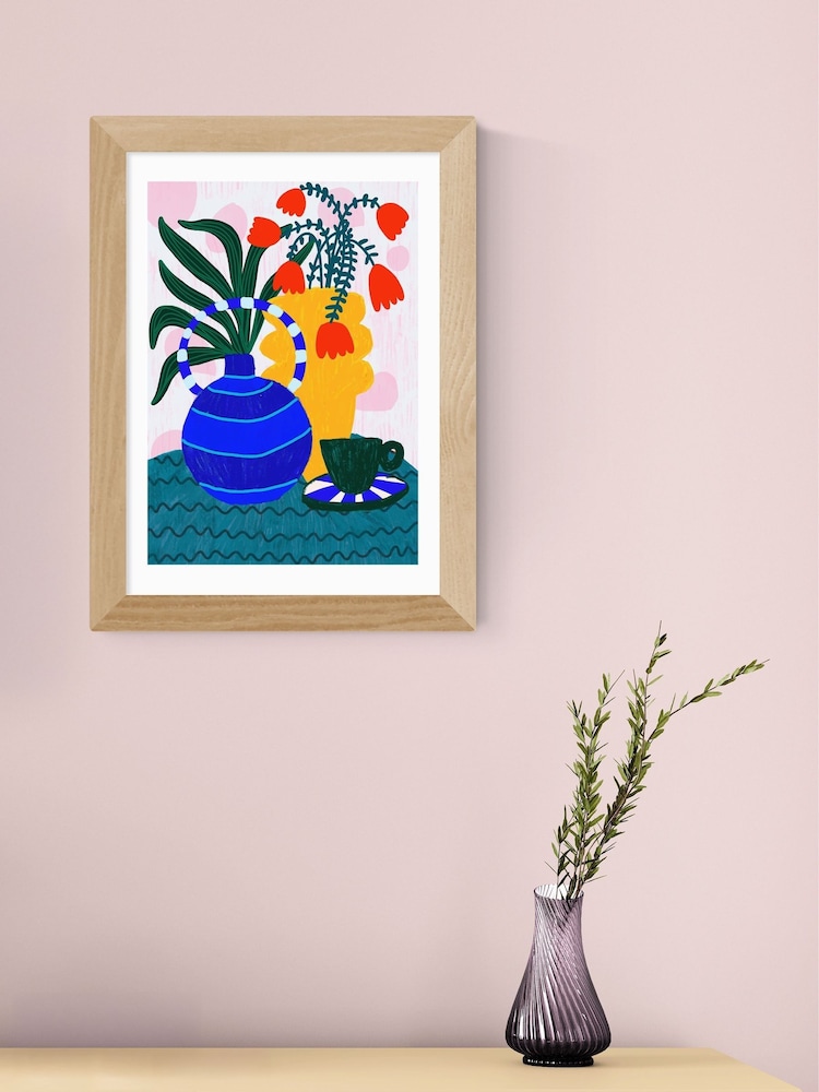 East End Prints Oak Tulips and Coffee Framed Art Print - Image 1 of 3 East End Prints Oak Tulips and Coffee Framed Art Print - Image 1 of 3