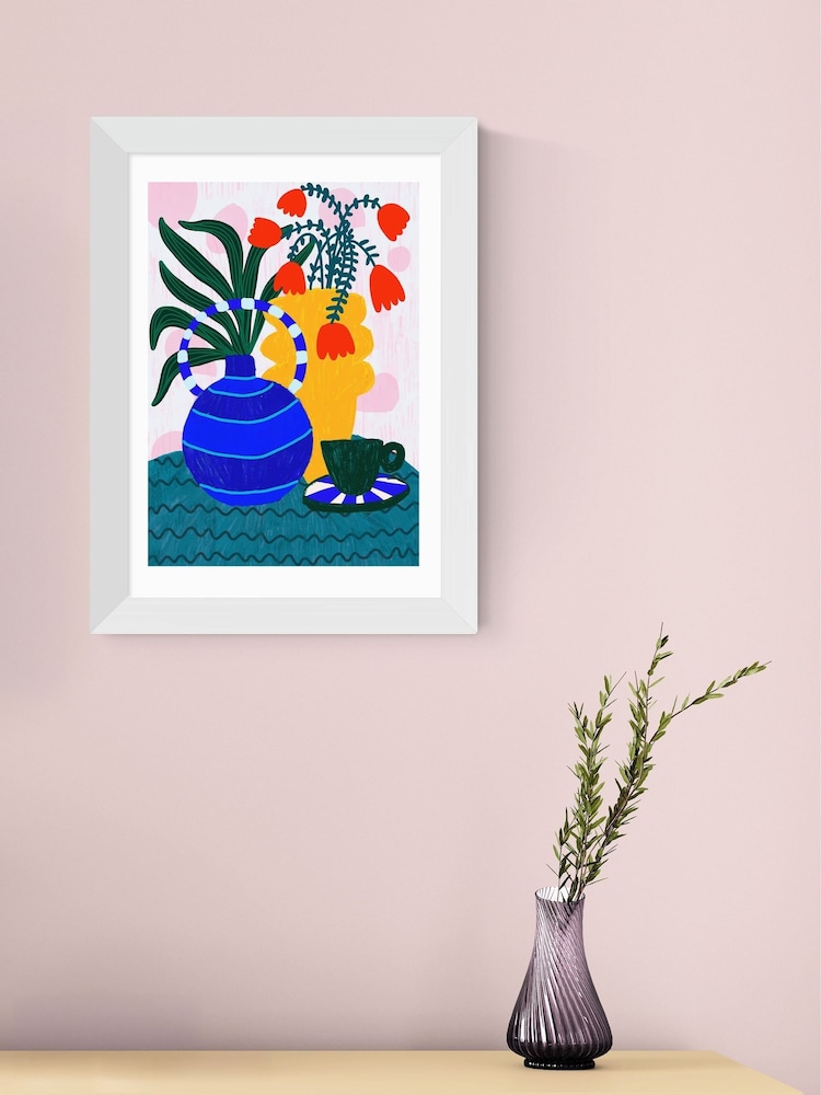 East End Prints White Tulips and Coffee Framed Art Print - Image 1 of 5