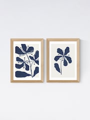 East End Prints Set of 2 Oak Navy Floral Framed Art Print - Image 2 of 2