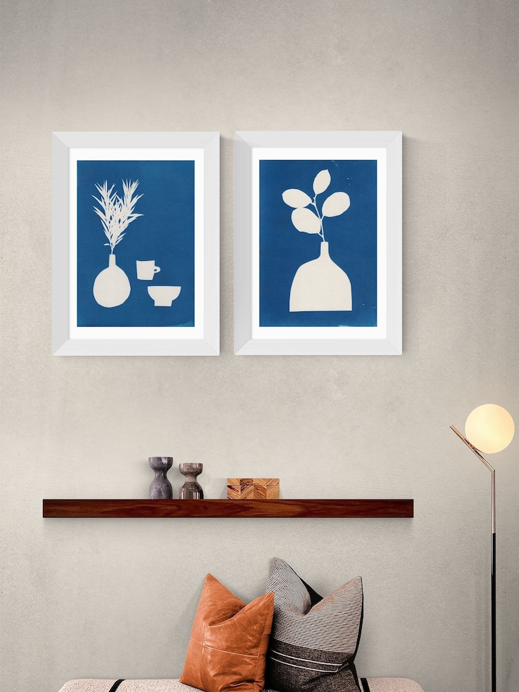 East End Prints White Cyanotype Still Life Framed Art Print - Image 1 of 2