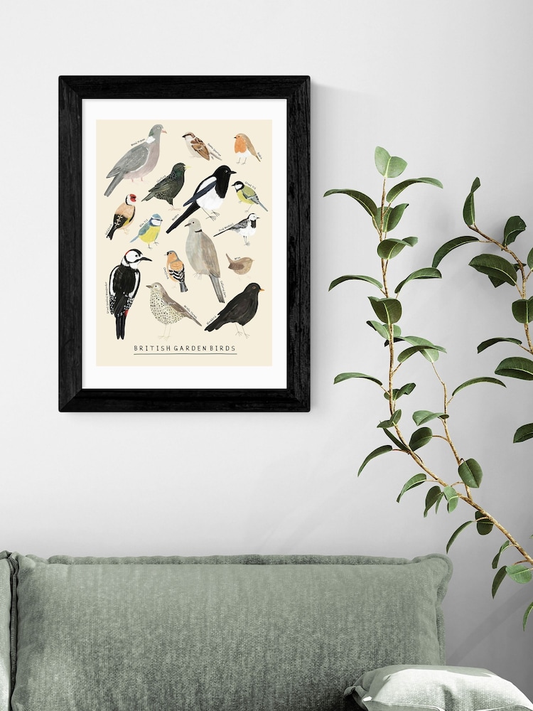 East End Prints Black Garden Birds Framed Art Print - Image 1 of 3