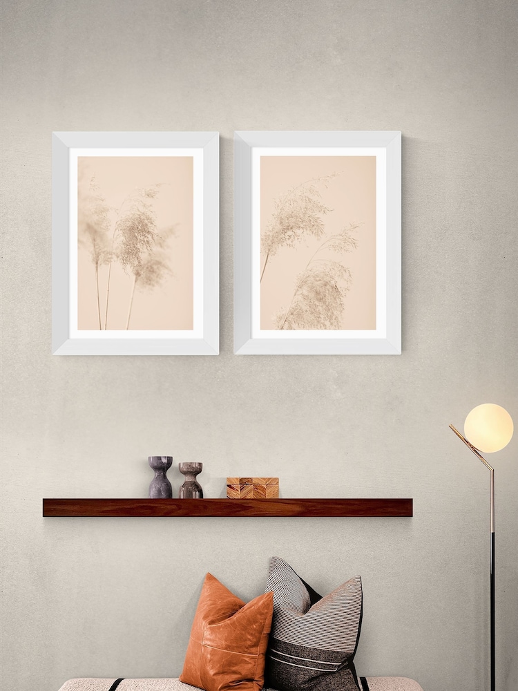 East End Prints Set of 2 White Pampas Grass Framed Art Print - Image 1 of 2