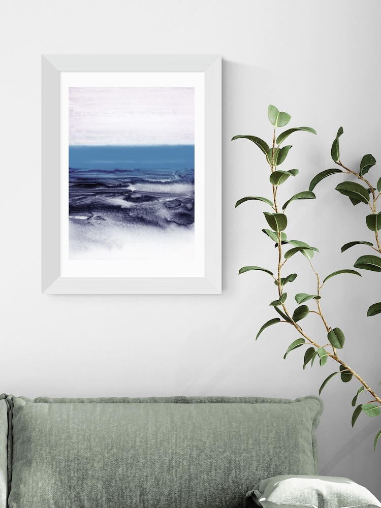 East End Prints White Watercolor Landscape Blue White Framed Art Print - Image 1 of 3