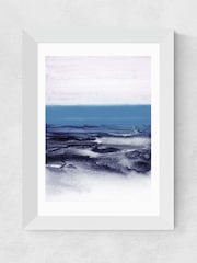 East End Prints White Watercolor Landscape Blue White Framed Art Print - Image 2 of 3