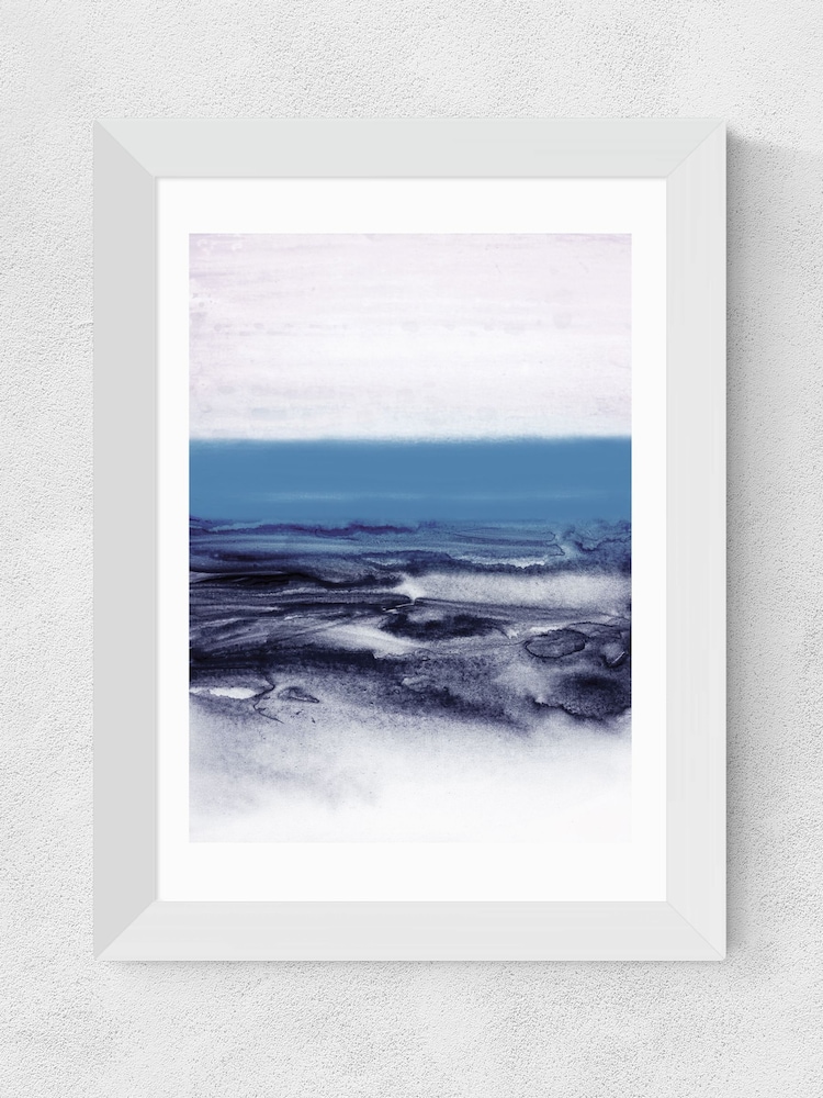East End Prints White Watercolor Landscape Blue White Framed Art Print - Image 2 of 3