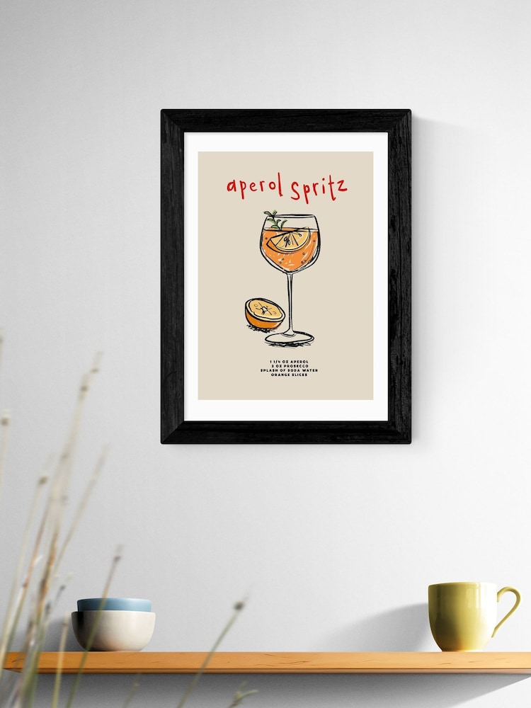 East End Prints Black Aperol Spritz Ingredients Framed Art Print - Image 1 of 3