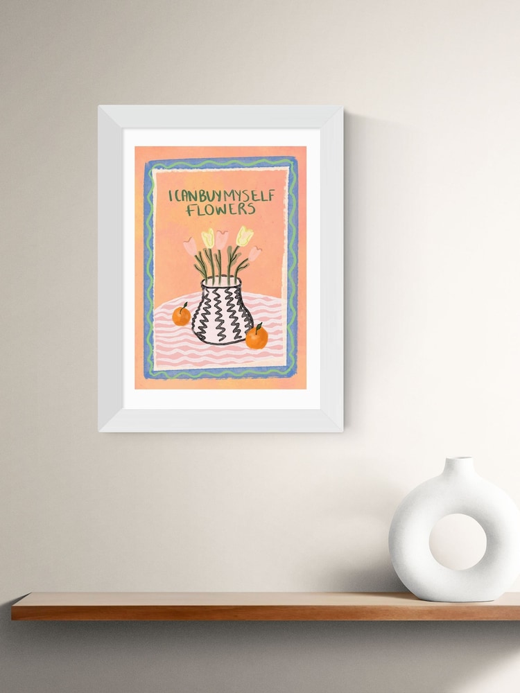 East End Prints White I Can Buy Myself Flowers Framed Art Print - Image 1 of 3