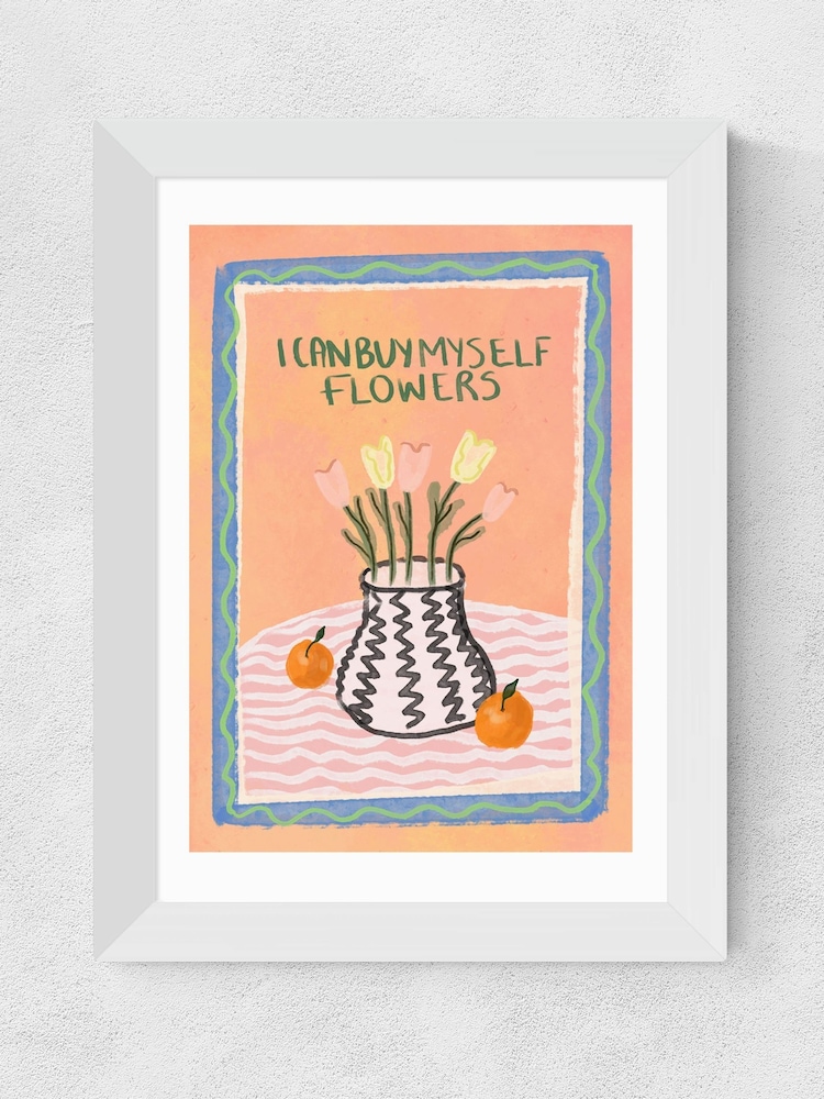East End Prints White I Can Buy Myself Flowers Framed Art Print - Image 2 of 3