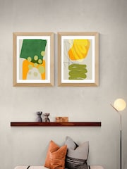 East End Prints Oak Painted Lines Green Framed Art Print - Image 1 of 2