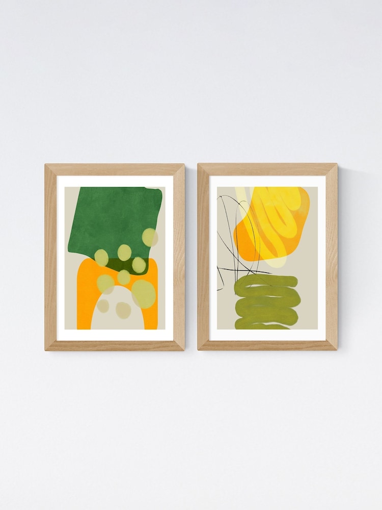 East End Prints Oak Painted Lines Green Framed Art Print - Image 2 of 2