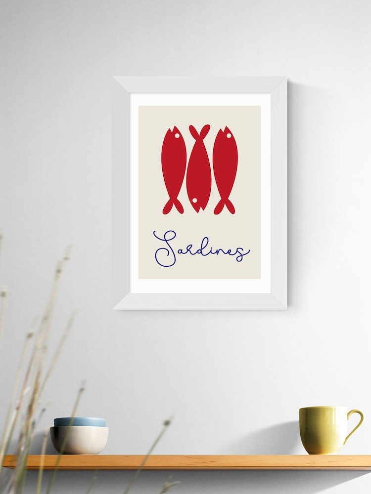 East End Prints White Sardines White Framed Art Print - Image 1 of 3