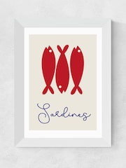 East End Prints White Sardines White Framed Art Print - Image 2 of 3