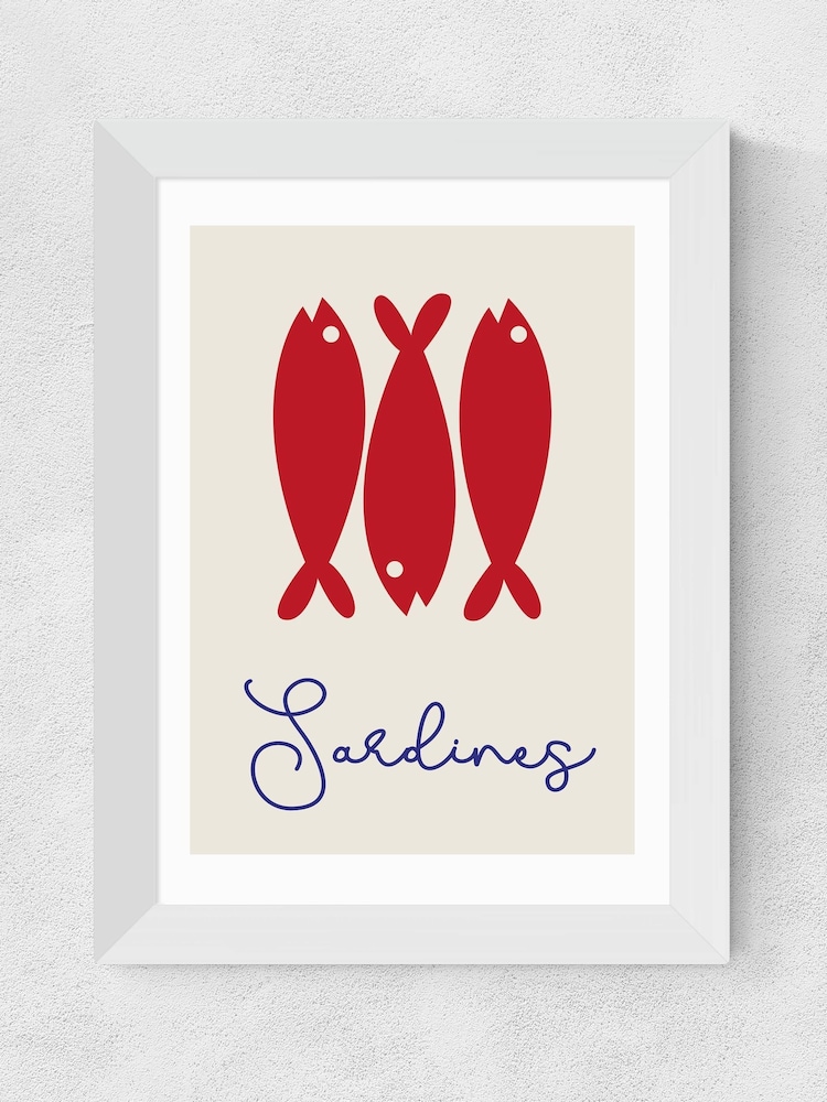 East End Prints White Sardines White Framed Art Print - Image 2 of 3
