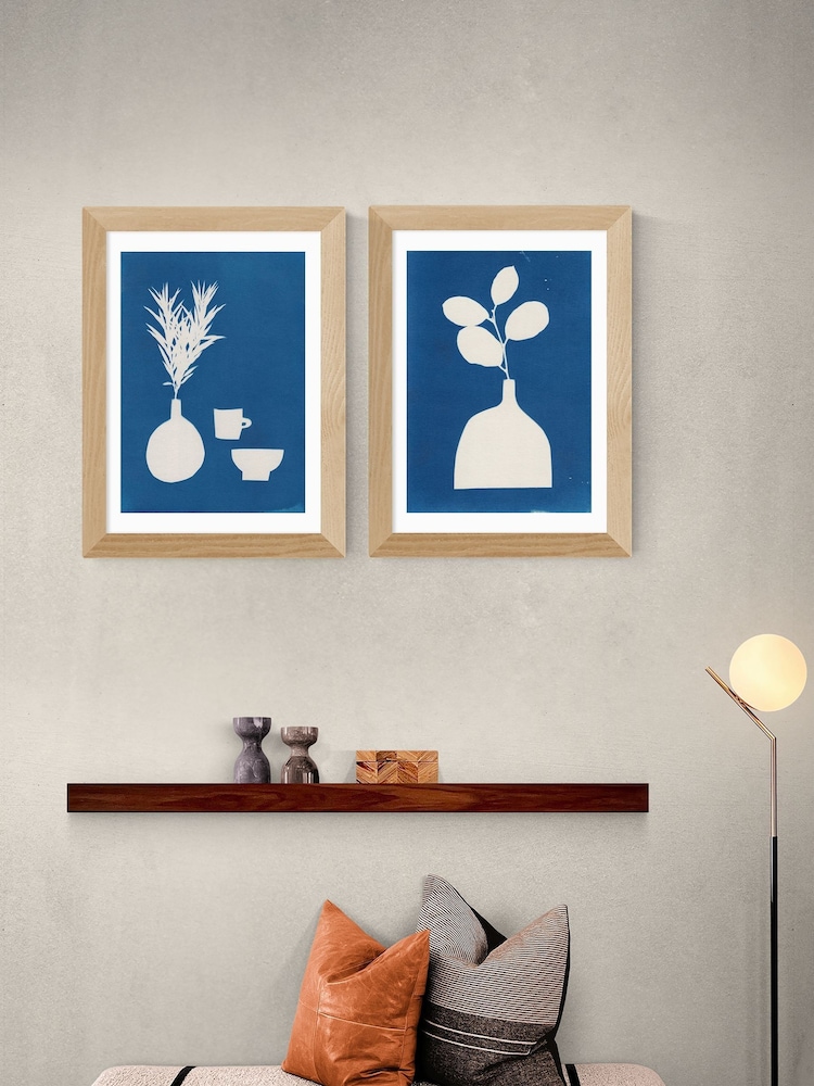 East End Prints Oak Cyanotype Still Life Oak Framed Art Print - Image 1 of 2