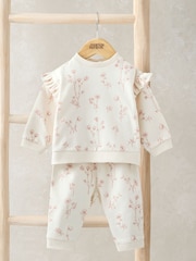 Mamas & Papas Pink Floral Print Sweatshirt And Leggings Set - Image 1 of 4