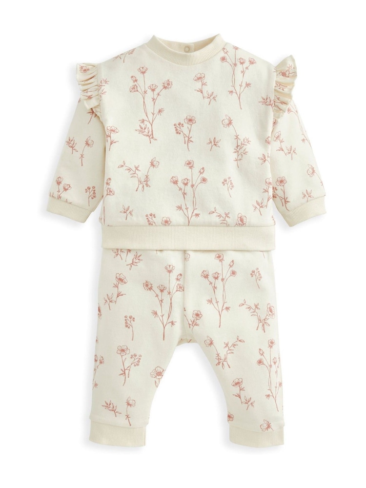Mamas & Papas Pink Floral Print Sweatshirt And Leggings Set - Image 2 of 4