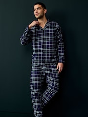 Society 8 Blue Mens Flannel 100% Cotton Pyjamas - Image 1 of 4