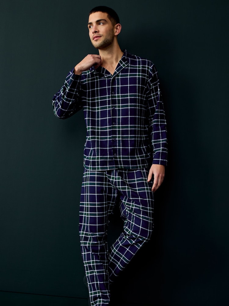Society 8 Blue Mens Flannel 100% Cotton Pyjamas - Image 1 of 4