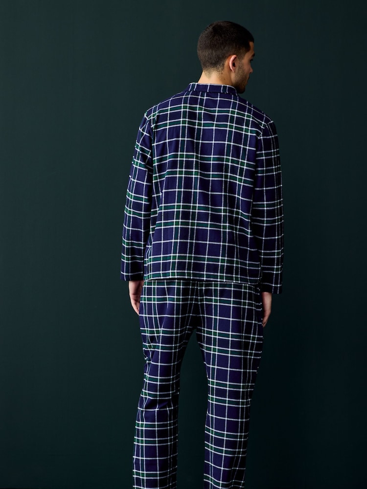 Society 8 Blue Mens Flannel 100% Cotton Pyjamas - Image 2 of 4