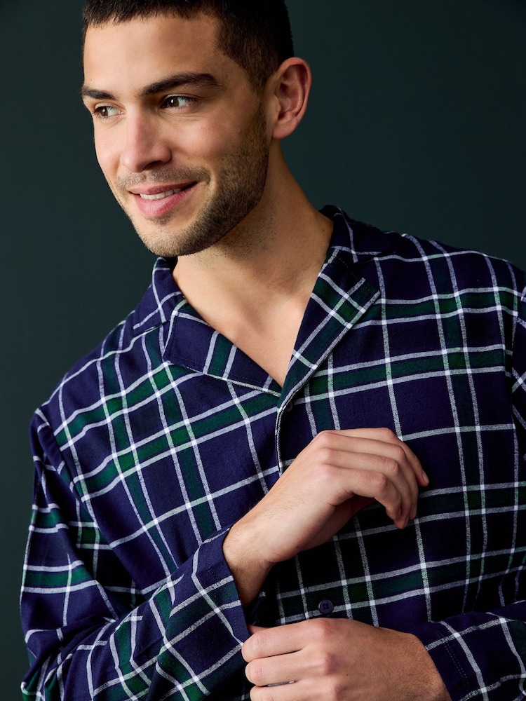 Society 8 Blue Mens Flannel 100% Cotton Pyjamas - Image 3 of 4