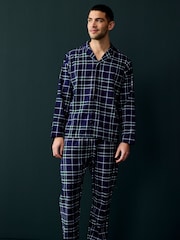 Society 8 Blue Mens Flannel 100% Cotton Pyjamas - Image 4 of 4