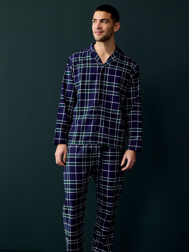 Society 8 Blue Mens Flannel 100% Cotton Pyjamas - Image 4 of 4