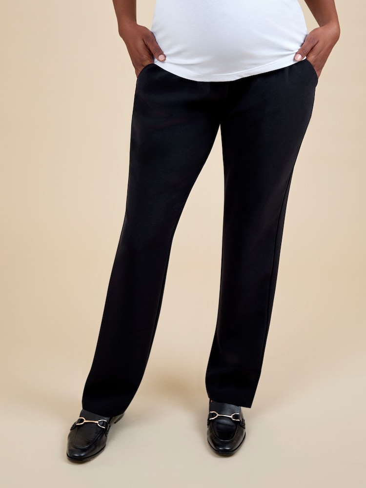 JoJo Maman Bébé Black Maternity Straight Leg Trousers - Image 1 of 5 JoJo Maman Bébé Black Maternity Straight Leg Trousers - Image 1 of 5