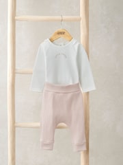 Mamas & Papas Pink Little Sister Bodysuit And Leggings Set - Image 1 of 4