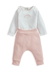 Mamas & Papas Pink Little Sister Bodysuit And Leggings Set - Image 2 of 4