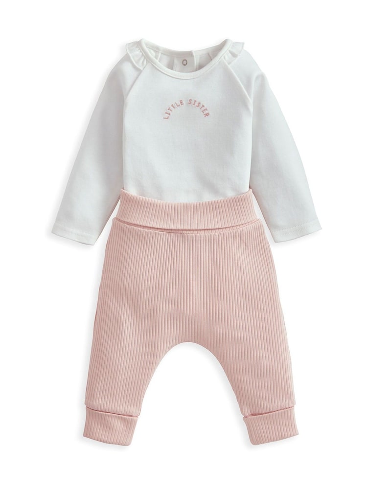 Mamas & Papas Pink Little Sister Bodysuit And Leggings Set - Image 2 of 4