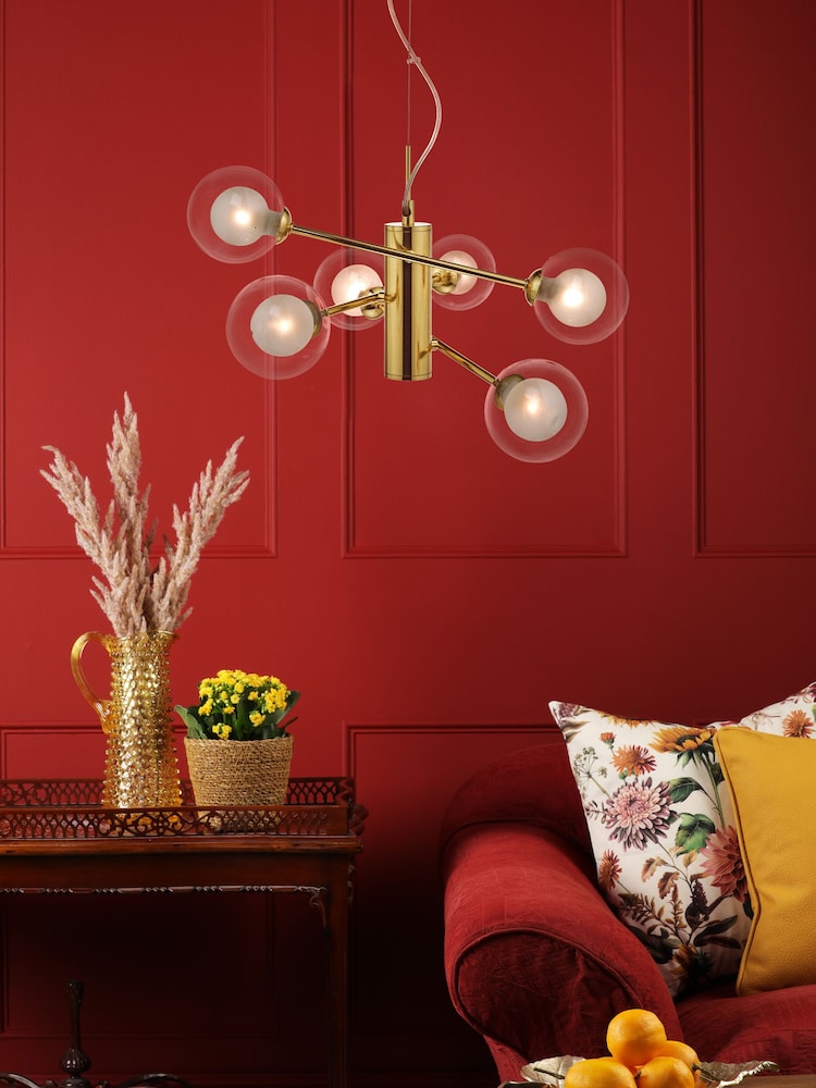 Dar Lighting Polished Gold Kumara 6 Light Pendant - Image 1 of 4