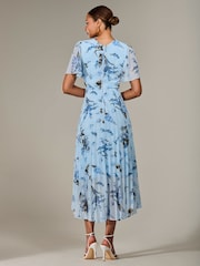 Jolie Moi Blue Angel Sleeve Pleated Chiffon Maxi Dress - Image 2 of 6